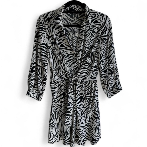 Zara Dresses & Skirts - ZARA Zebra Print White Black Mini Dress Size Small